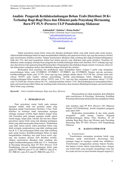 Analisis Pengaruh Ketidakseimbangan Beban Trafo Distribusi 20 Kv ...