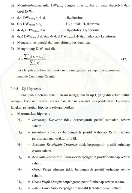 tabel D-W ; 