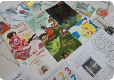 Gambar 2. 1 Bahan Bacaan dan Lembar Kegiatan untuk Menguatkan Literasi  (Foto koleksi Dyan Widya Agustina) 