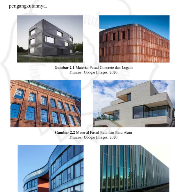 Gambar 2.1 Material Fasad Concrete dan Logam  Sumber: Google Images, 2020 