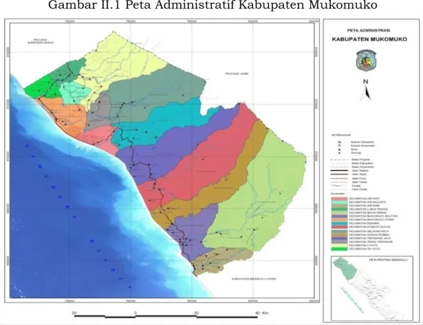 Gambar II.1 Peta Administratif Kabupaten Mukomuko 