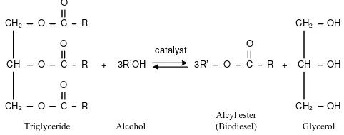 Fig. 1. Transesterification reaction of biodiesel production 