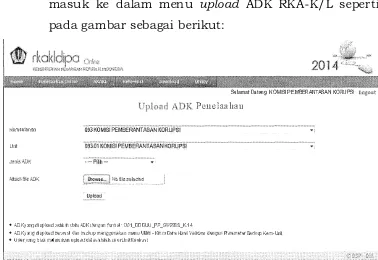 Gambar 3 . 2  Halaman upload ADK RKA-K/L untuk penelaahan 