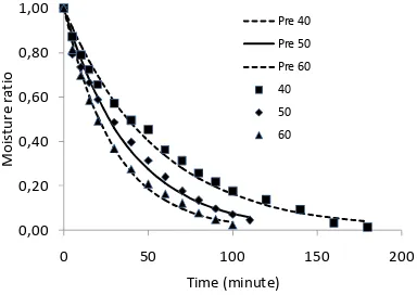 Gambar 3.3 Hubungan antara Moisture Ratio dengan Waktu 