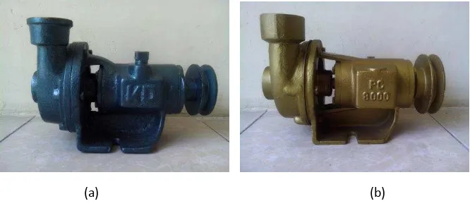Figure 1. A pump for a fisherman ship: (a) made by SME and (b) imported product. 