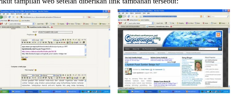Gambar 4: Tampilan link situs versi Indonesia dan salah satu link