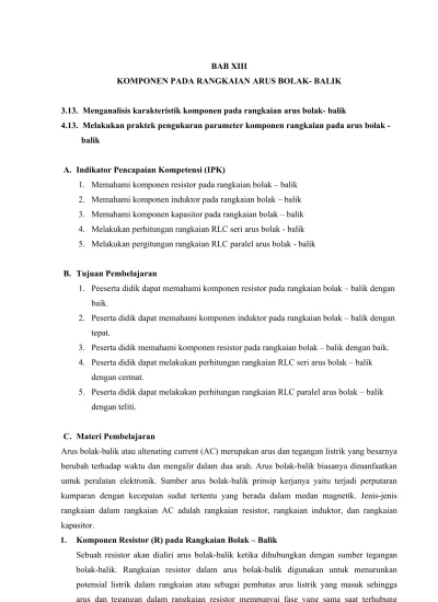 Komponen Pada Rangkaian Arus Bolak - Balik