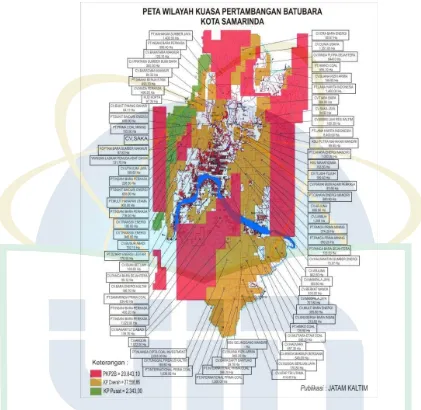 Gambar 2.4 Peta Wilayah Kuasa Pertambangan Batubara Kota Samarinda 