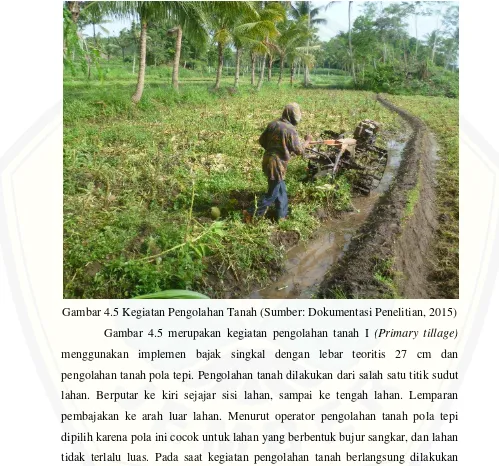 Gambar 4.5 Kegiatan Pengolahan Tanah (Sumber: Dokumentasi Penelitian, 2015) 