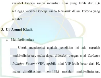 Tabel 3.8 Hasil Uji Multikolinieritas 