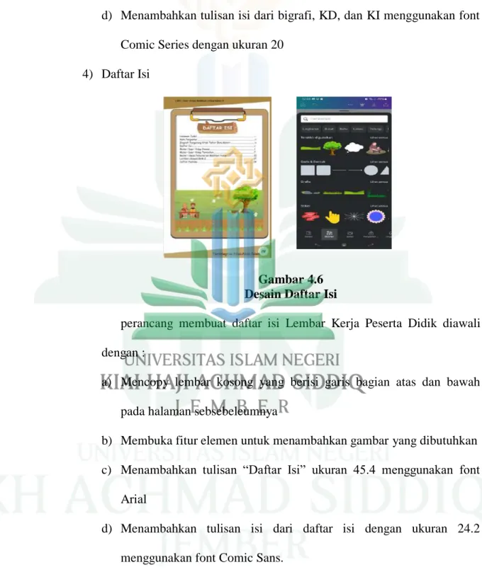 Gambar 4.6   Desain Daftar Isi 