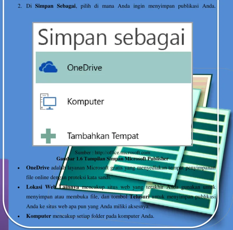Gambar 1.6 Tampilan Simpan Microsoft Publisher