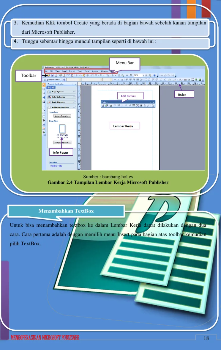 Gambar 2.4 Tampilan Lembar Kerja Microsoft Publisher 