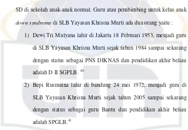 Tabel I  Data Guru-Guru SLB Yayasan Khrisna Murti Jakarta  