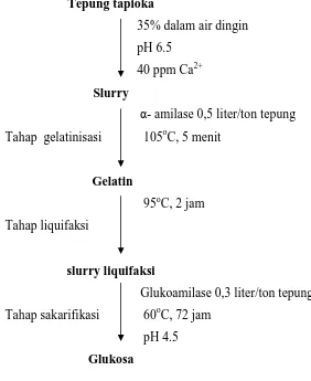Gambar 2.3 Skema hidrolisis enzimatis tepung tapioka (Chaplin, 2004) 