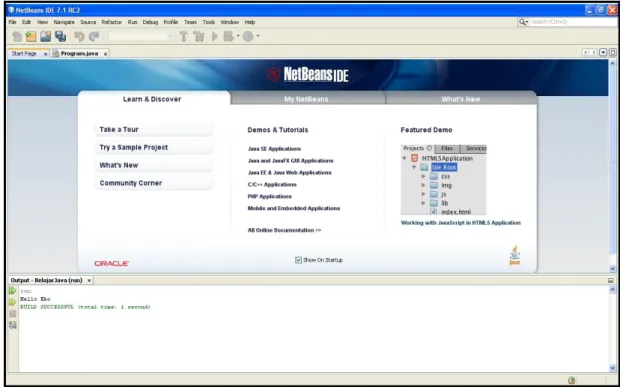 Gambar 1. Tampilan awal NetBeans 