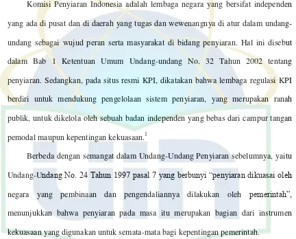 GAMBARAN UMUM KOMISI PENYIARAN INDONESIA (KPI) DAN SINETRON TUKANG BUBUR NAIK HAJI 