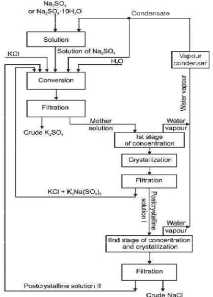 Gambar 1.1 Blok diagram pembuatan K 2SO4 secara double stage 