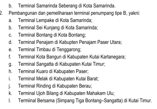 Tabel 3. 10 Hirarki Peran dan Fungsi Pelabuhan Sungai di Kalimantan Timur  No.  Pelabuhan  Lokasi  Hirarki Peran Dan Fungsi  Arah Pengmbangan 
