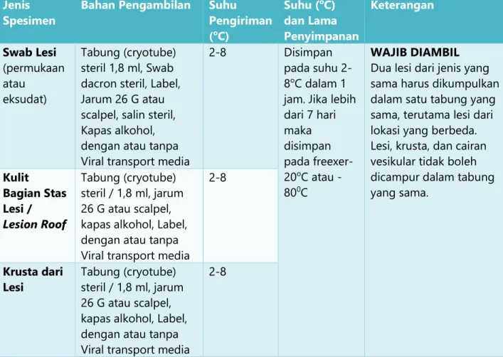 Tabel 4. 1 Ringkasan Jenis Spesimen  Jenis 