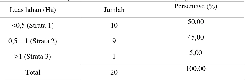 Tabel 5. Karakteristik petani berdasarkan luas lahan durian yang dimiliki 