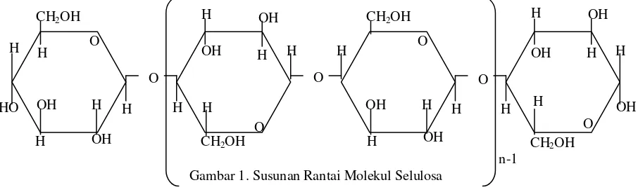Gambar 1. Susunan Rantai Molekul Selulosa 