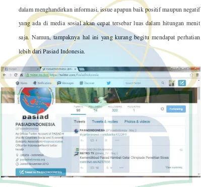 Gambar 4.2: Akun Twitter Resmi milik Pasiad Indonesia dengan alamat 