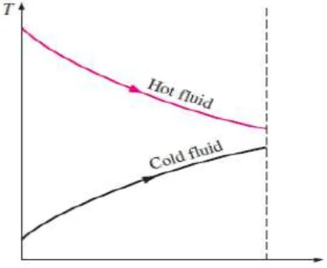 Gambar 1. Profil temperatur aliran co-current 