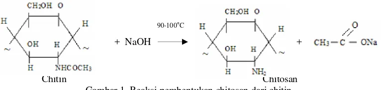 Gambar 1. Reaksi pembentukan chitosan dari chitin