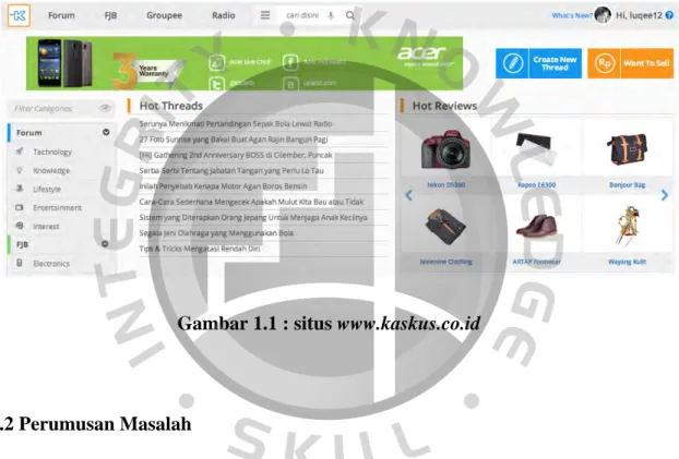 Gambar 1.1 : situs www.kaskus.co.id 