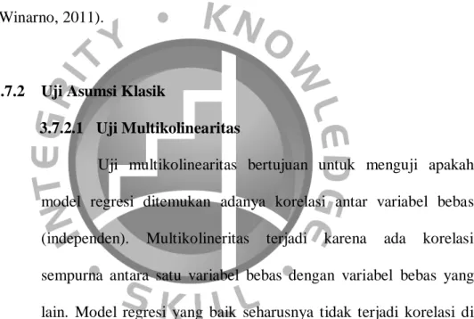 a. Jika  nilai  JB  >  X 2  tabel,  maka  residualnya  berdistribusi  tidak  normal