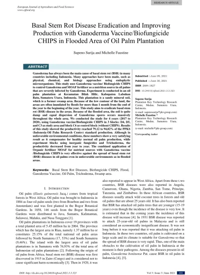 Basal Stem Rot Disease Eradication and Improving Production with ...