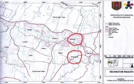 Gambar 3.2. Peta Lokasi Penelitian (Kecamatan Ngaliyan) Sumber : Kecamatan Ngaliyan, 2012  