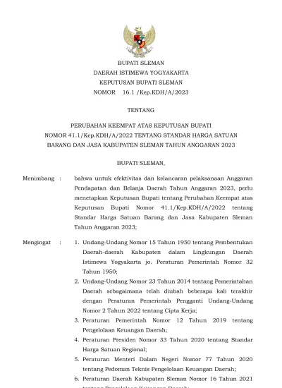 KEPUTUSAN TENTANG PERUBAHAN KEEMPAT ATAS KEPUTUSAN BUPATI NOMOR 41.1 ...