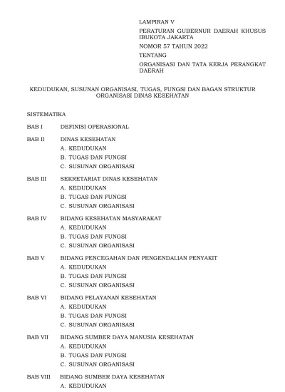 ORGANISASI DAN TATA KERJA PERANGKAT DAERAH KEDUDUKAN, SUSUNAN ...