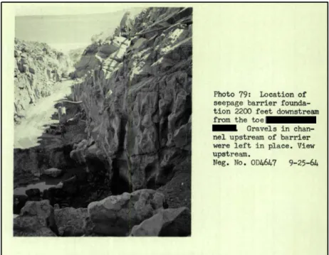 Figure 3.1  Seepage Barrier Foundation from Photo 79, Reference 21 
