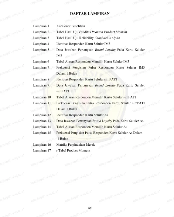 Tabel Hasil Uji Validitas Pearson Product Moment Tabel Hasil Uji  Reliability http://digilib unej ac.id
