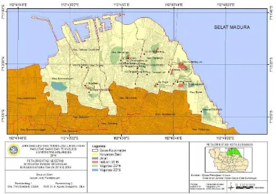 Gambar 2.Tampilan peta persebaran area vegetasi tahun 2010 & 2015 di Surabaya Utara. 