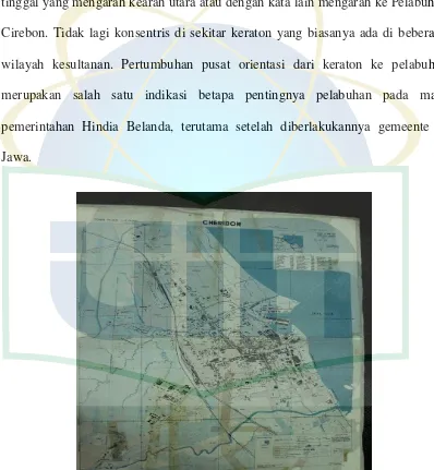 Gambar 12: Foto Gambar Peta Gemeente Cheribon 1940 (doc. Pribadi, Sumber: Koleksi Perpustakaan Nasional Republik Indonesia) 