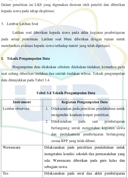 Tabel 3.4 Teknik Pengumpulan Data 