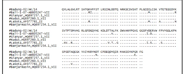 Figure 3. Phylogenetic analysis performed by bootstrap test with 500 replication methods unweighed pair group method with arithmetic mean (UPGMA) Phylogenetic tree of NDV based on partial sequences of the HN gene from position 7021 to 7506 (486 bps)