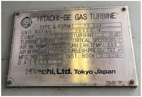 Gambar 3. 1 Nameplate Turbin Gas Sumber : PT Perta Arun Gas