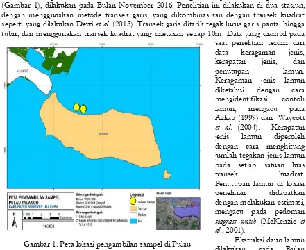 Gambar 1. Peta lokasi pengambilan sampel di Pulau Talango, Madura 