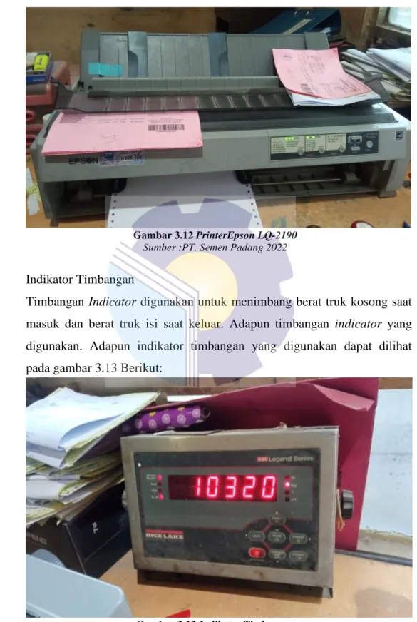 Gambar 3.12 PrinterEpson LQ-2190  Sumber :PT. Semen Padang 2022 
