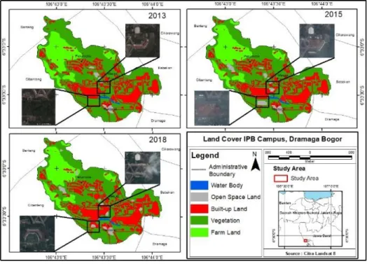 Gambar 13. The changes of land cover in IPB Campus 