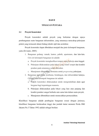 PDF BAB II TINJAUAN PUSTAKA 2.1 Proyek Konstruksi - Itenas