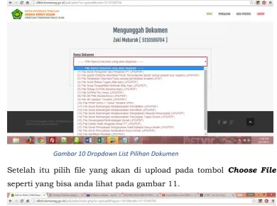 Gambar 10 Dropdown List Pilihan Dokumen 