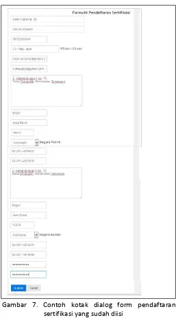 Gambar 7. Contoh kotak dialog form pendaftaran 