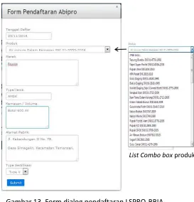 Gambar 13. Form dialog pendaftaran LSPRO-BBIA 