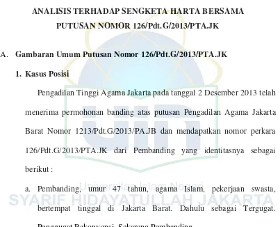 Gambaran Umum Putusan Nomor 126/Pdt.G/2013/PTA.JK